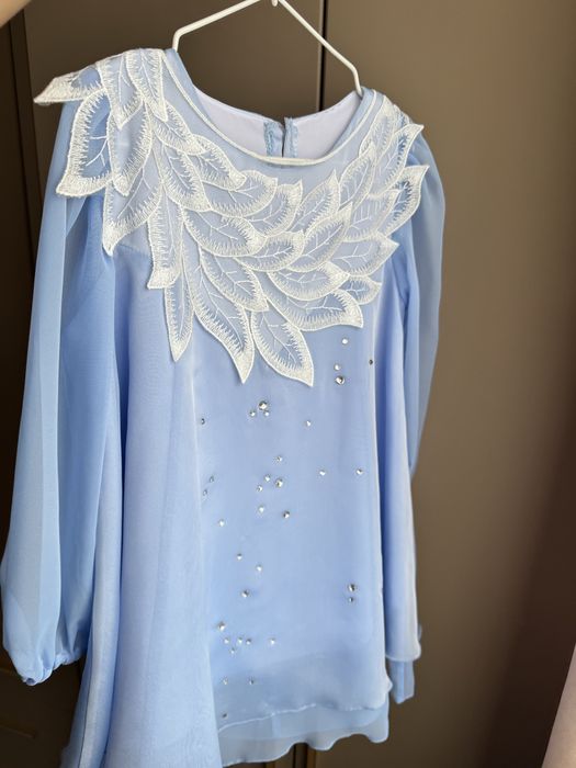 Голубое платье детское р. 100-116 ручная работа