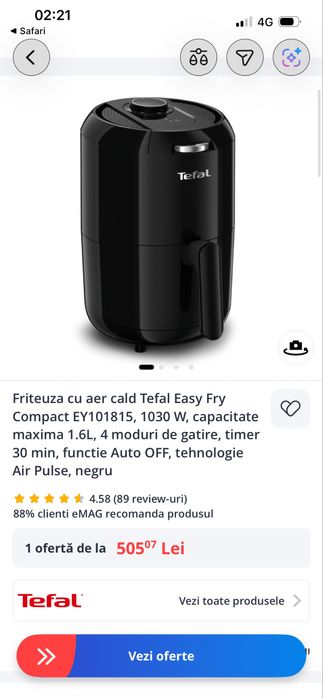 Friteuza cu aer cald Tefal Easy Fry