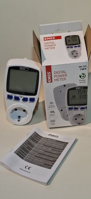 Priza cu contor energie, display LCD, max.16A, 2W-3680W