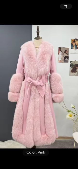 Palton lana accesorizar cu blana de vulpe