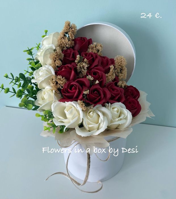 Букет от рози в кутия – подарък за Свети Валентин