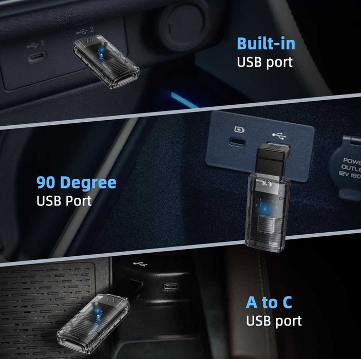Мини WiFi Адаптер за безжична връзка с CarPlay / AndroidAuto.