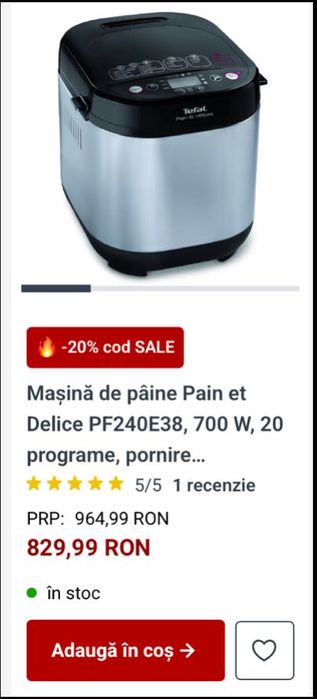 Masină de paine Tefal Pain & Delice PF240E38, ca noua, în garanție