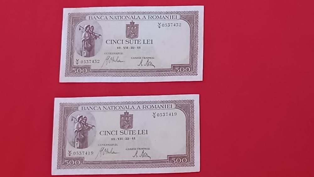 Vand 2 bancnote de 500 lei an 1941