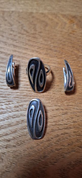 Сребро сет с тюркоаз, Ин и Ян, етно ръчна изработка