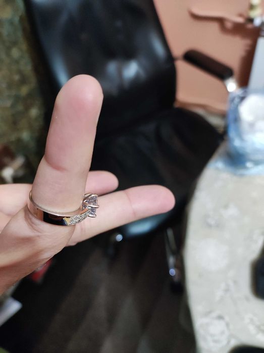 Позлатен дамски пръстен бяло злато