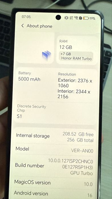 Honor magic v2 12gb ram 256gb memory recording