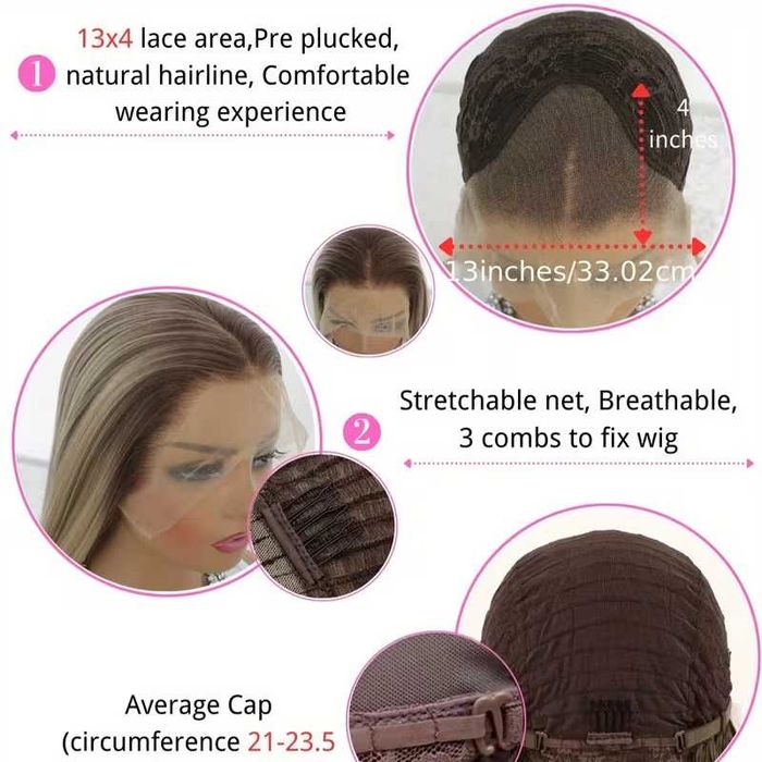 Лейс фронт перука 80 см русо-кафяв микс - синтетична 13х4 Lace Front