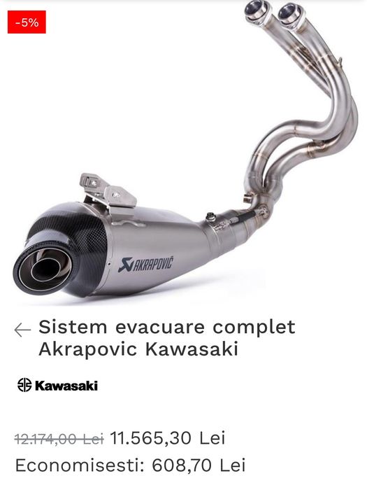 akimaninov Evacuare z650 , ninja 650 akrapovic titan omologata Bucuresti