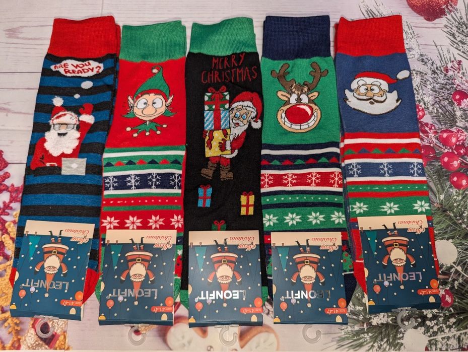 Лукс качество Коледни детски юношески дамски мъжки чорапи памук вълна