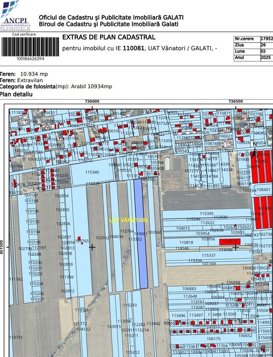 Teren extravilan,Vânători,Galați,zona Elif
