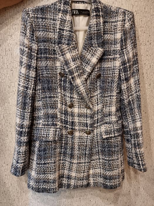 ZARA  твидовый пиджак женский