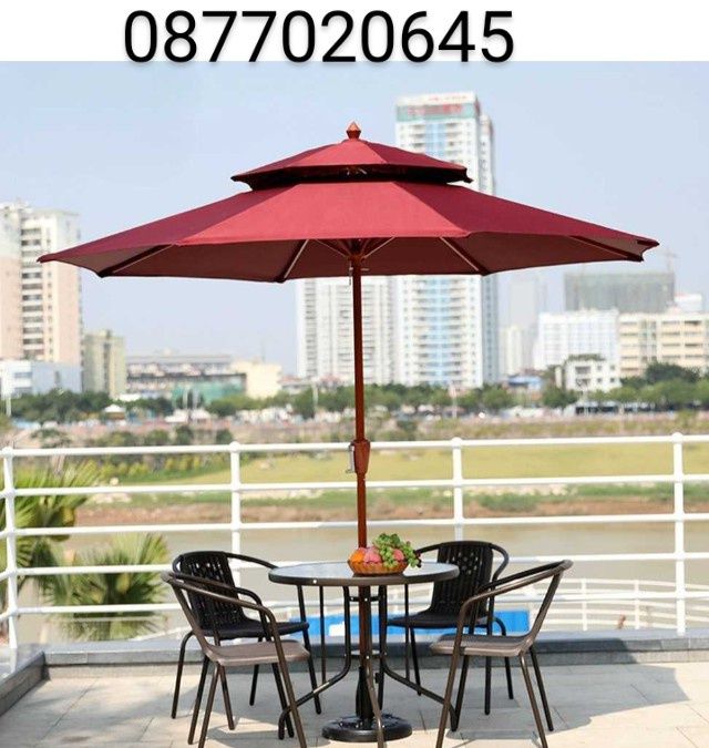 Градински чадър с двоен таван против вятър