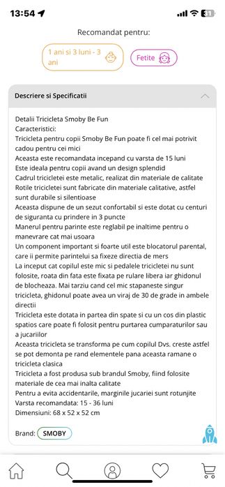 Vand tricicleta cu maner