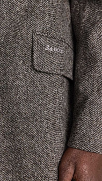 Barbour, Palton de lână Hendon cu model Herringbone, Gri, M
