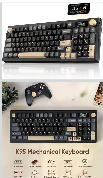 Tastatură Mecanică Wireless RedThunder K95, 96 Taste, Comutatoare Lini
