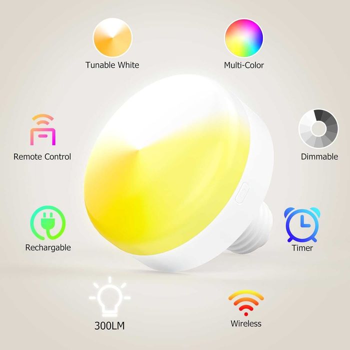 MOITA Аплик за стена RGB, 5000 mAh акумулаторен, 2 броя с дистанционно