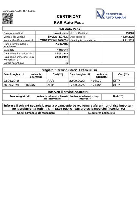 Skoda Scala 115 CP | Proprietar | Fiscal | 2 seturi de anvelope