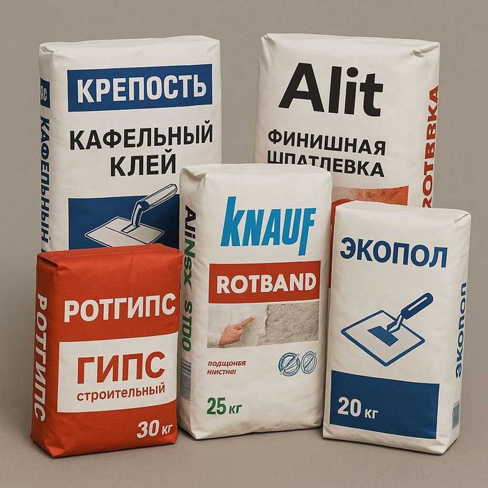Продаются строительные сухие смеси: финишка, глат, экопол, ротгипс
