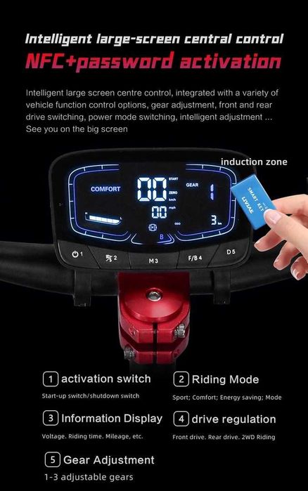Noua, Sigilata‼️BOYUEDA Q7 Pro MAX 3200W, 2 x 1600W Dual Motor, Baterie 52V 28AH, Card NFC, Bluetooth - Frane Hidraulice - Scaun - 2 incarcatoare 3A