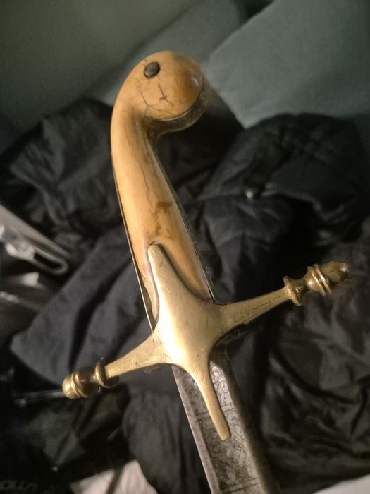 Османска офицерска сабя Шамшир. Дръжка слонова кост