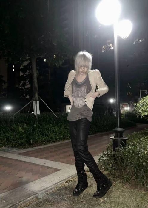 байкерские кожанные джинсы leather pants y2k