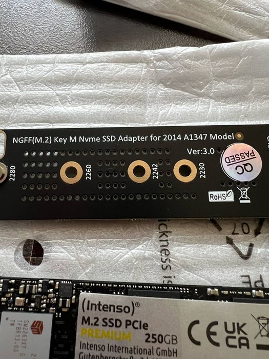 Nvme M2 adapter Apple Mac mini A1347. SSD M.2 256GB.Нов!