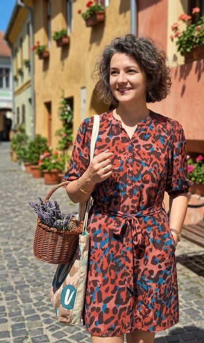Rochie Next mărimea 12 (40) animal print roșu/albastru
