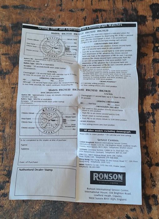 часовник Ронсън Ronson Japan ръчен, оригинал, с японски механизъм