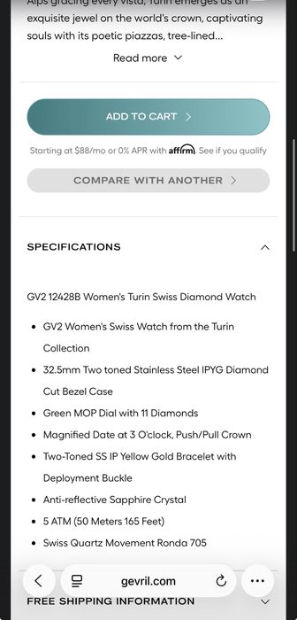 Gevril швейцарски часовник с диаманти GV2 Turin Diamond