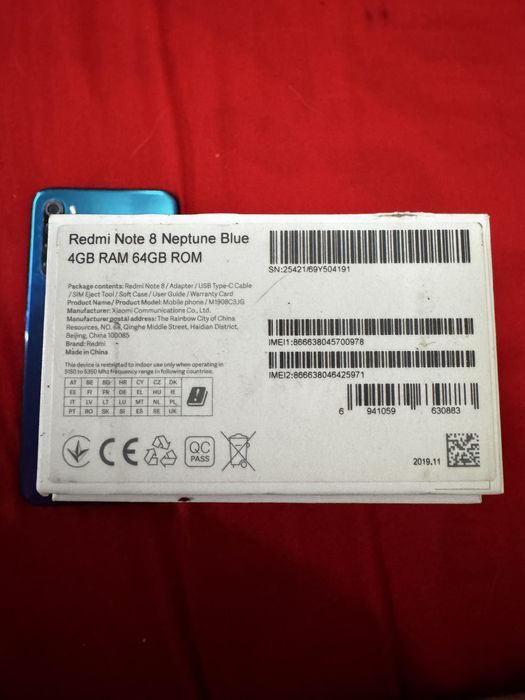 Xiaomi redmi note 8 4/64 gb blue telefon телефон смартфон
