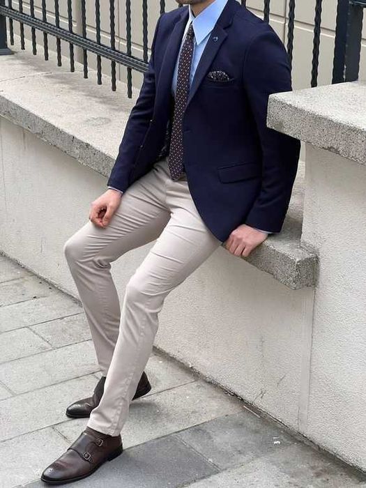 Sacou blazer slim 54 XXL premium Roy Robson lana super 110's albastru