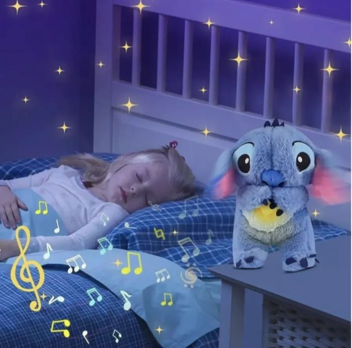 Игрушка детская ночник для сна спящий дышащий Стич