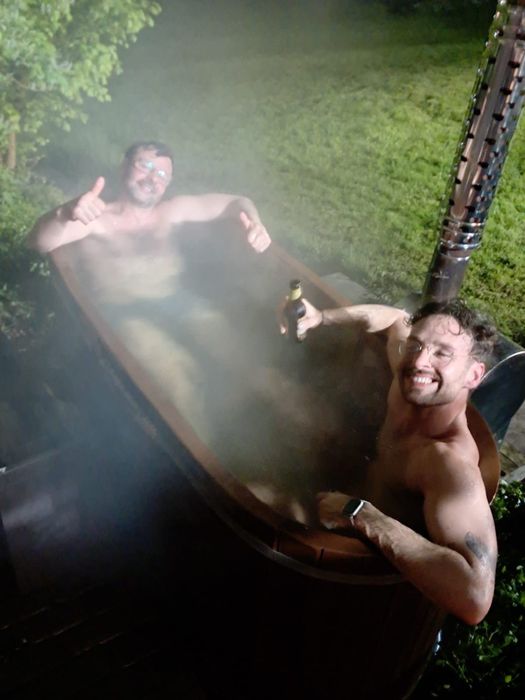 Дървено джакузи ,градинско,японска баня ,с външна печка