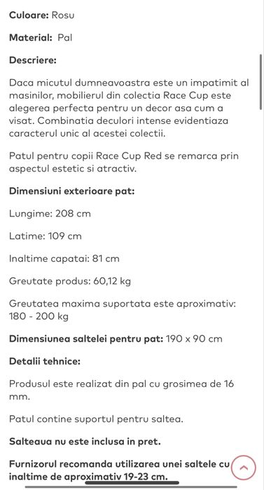 Pat masina Cilek - 90/190 + saltea inclusa