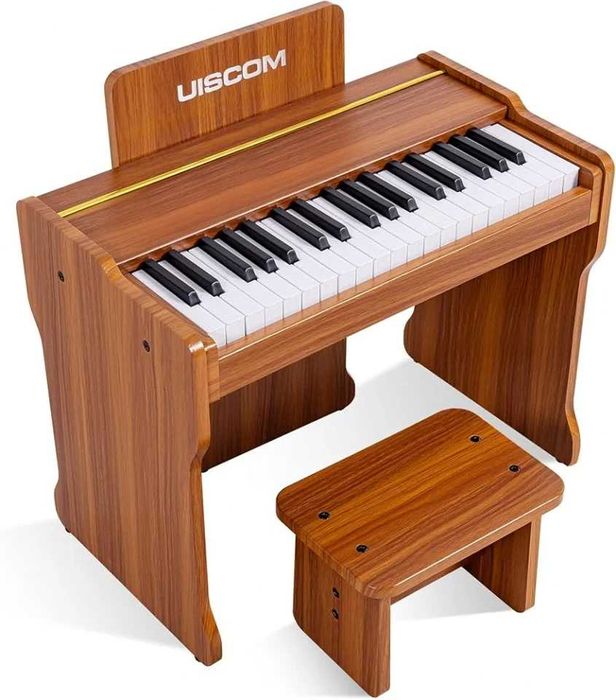 Mini pian electronic digital din lemn 37 clape pt copii 3-7 ani, Scaun