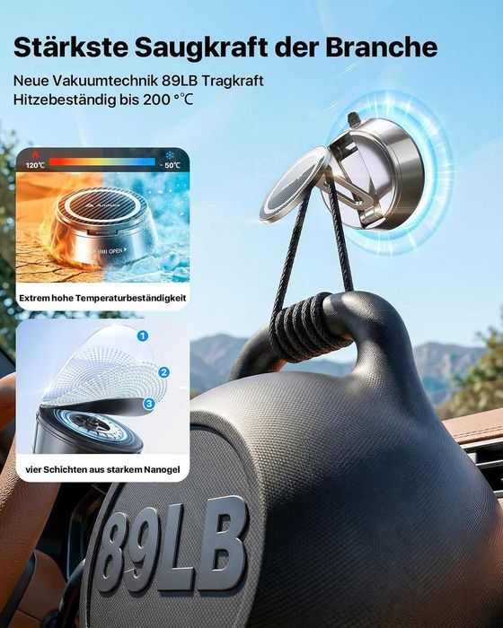 Магнитна стойка за телефон за кола Andobil MagSafe 360° – мощна вакуумна фиксация
