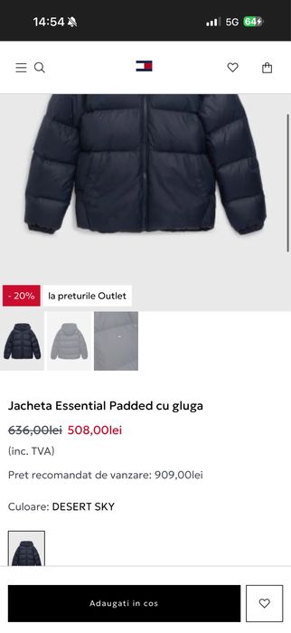 Geaca Tommy Hilfiger marimea 116 copii