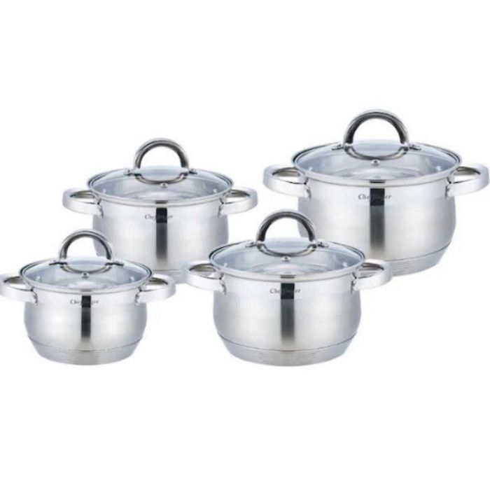 Комплект тенджери Cheffinger – 8 части инокс с капаци