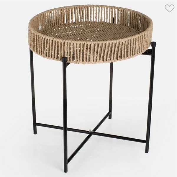 Декоративна плетена масичка Mercado Trade, Метал, Кафяв