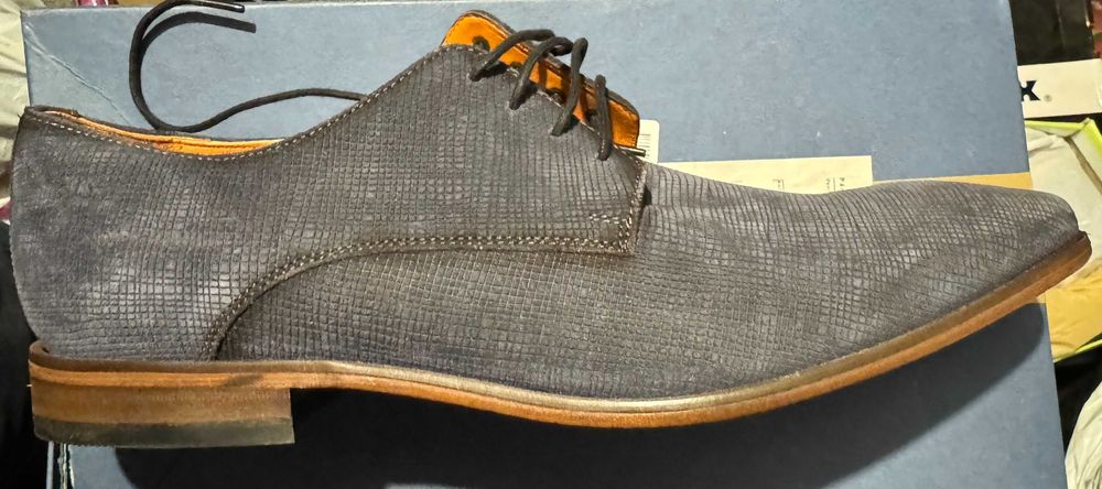 Обувки Van Lier Erasmo Euro 45 / UK 11 син велур Нови официални обувки