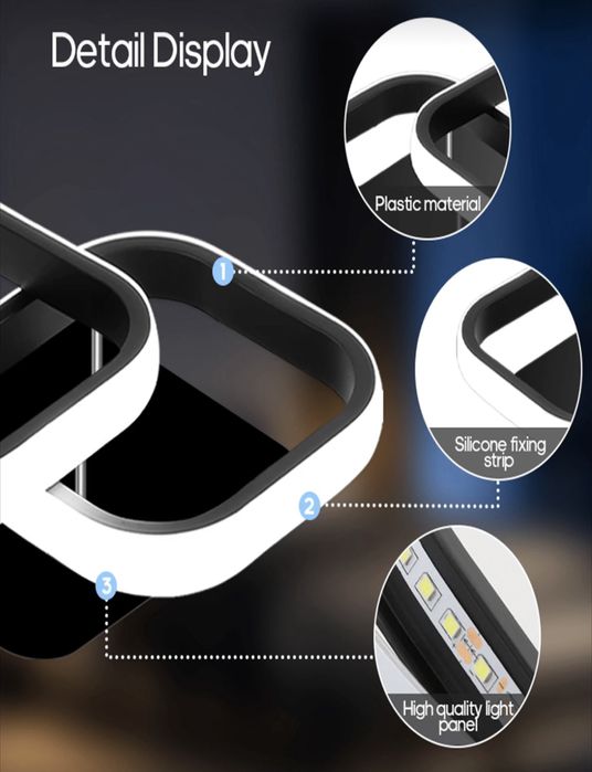 Модерна LED таванна лампа в три цвята