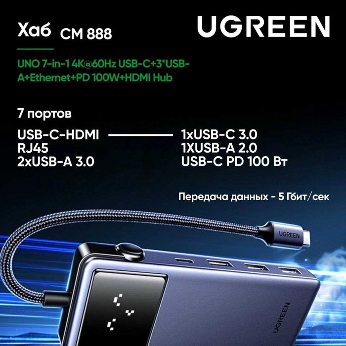 Ugreen Uno 7 in 1 — Универсальный USB-C Хаб. Есть доставка