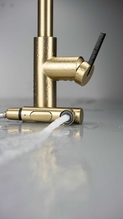 Златен смесител за кухня, изтеглящ се чучур, 2 вида Momi BG  BKM_R73M