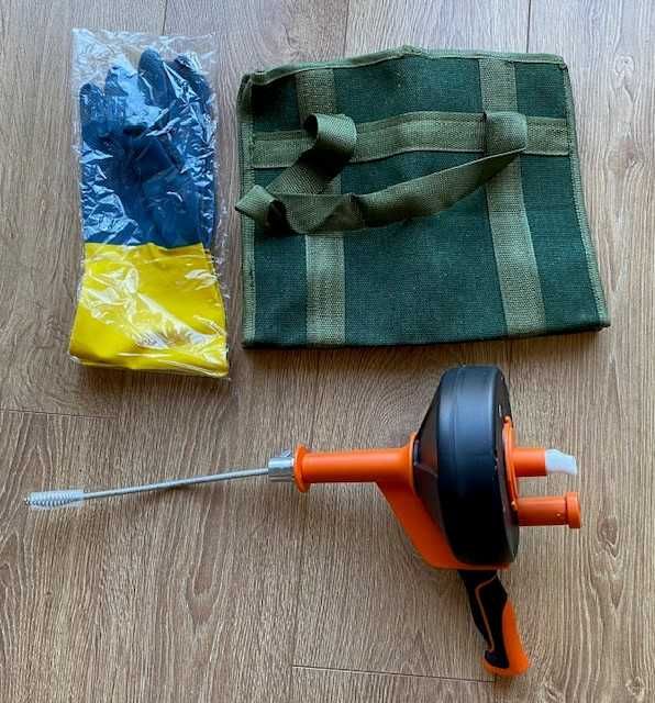Drain cleaning auger 10m - spirală desfundat țevi cu geantă si mănuși