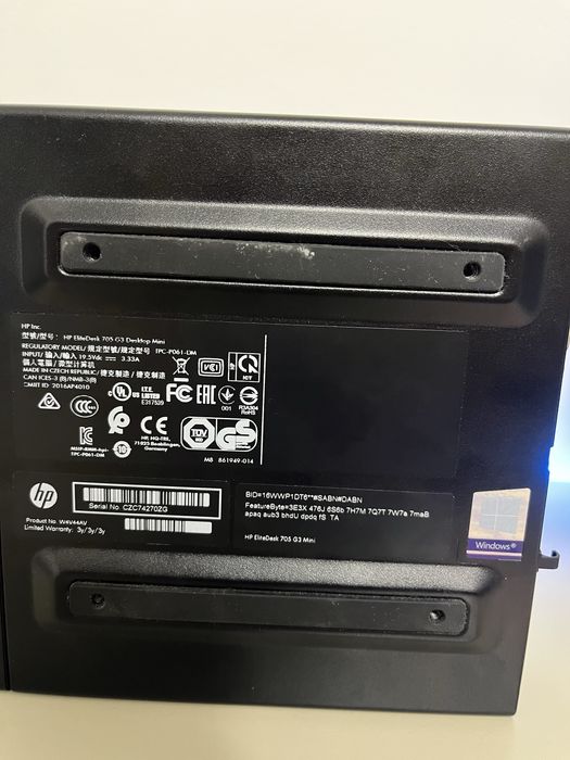 Mini pc HP 705 G3 AMD A10 8770e r7 8GB RAM 125 GB SSD