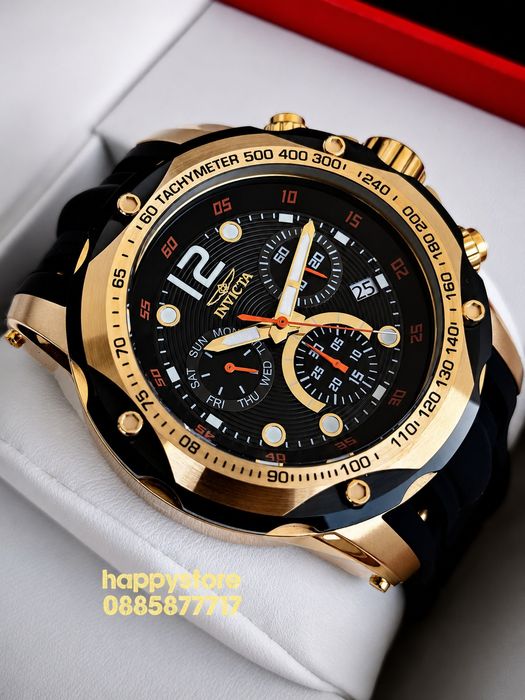 INVICTA Speedway Gold/Black Swiss 51 mm, Инвикта нов ръчен часовник