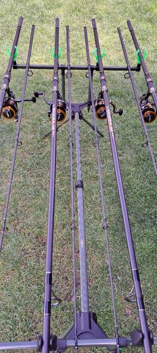 Set 4 Lansete Carbon 3,90 m, 4 Mulinete Fascinate 8000,Rod Pod Echipat