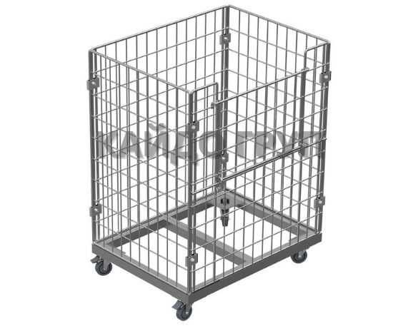 Метален телен контейнер 120/80 с платформа на колела и стопери