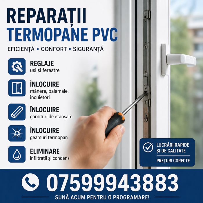 Reparații termopane pvc